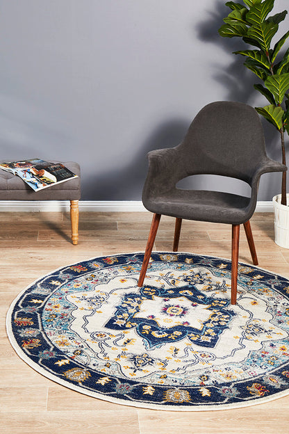 Ravella 201 Blue Polypropylene Round Rug
