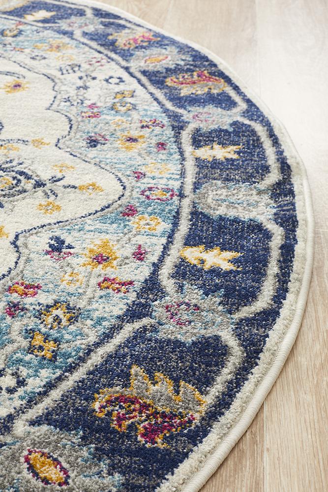 Ravella 201 Blue Polypropylene Round Rug