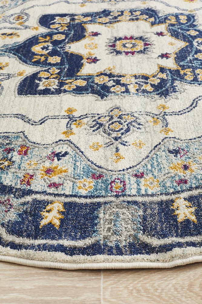 Ravella 201 Blue Polypropylene Round Rug