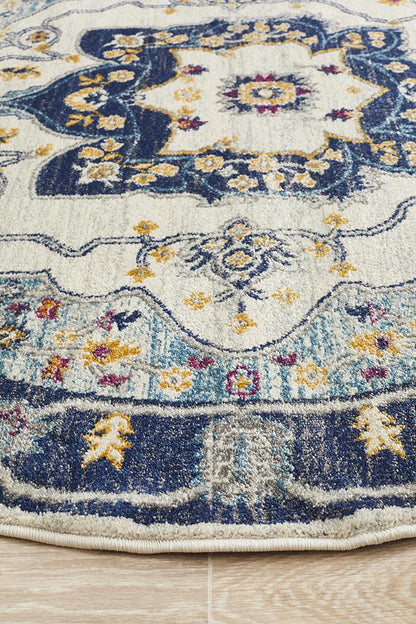 Ravella 201 Blue Polypropylene Round Rug