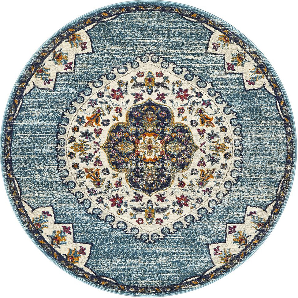 Ravella 202 Blue Polypropylene Round Rug