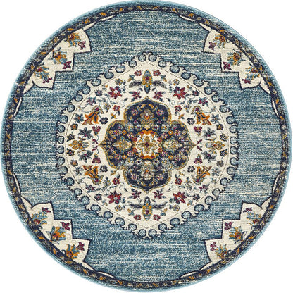 Ravella 202 Blue Polypropylene Round Rug