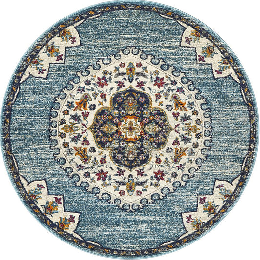 Ravella 202 Blue Polypropylene Round Rug