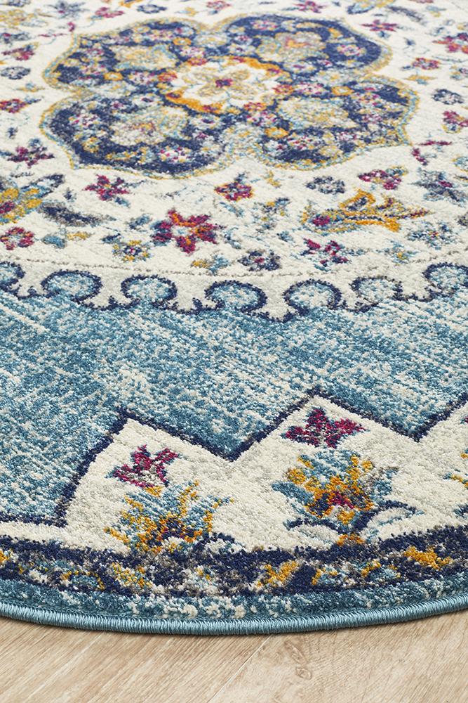 Ravella 202 Blue Polypropylene Round Rug