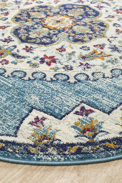 Ravella 202 Blue Polypropylene Round Rug