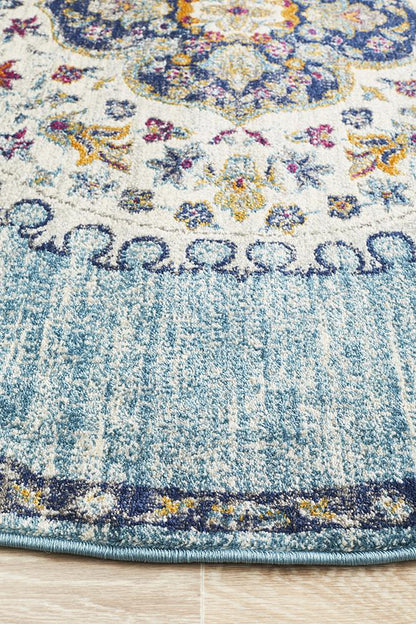 Ravella 202 Blue Polypropylene Round Rug