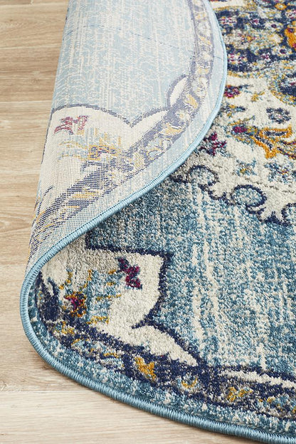 Ravella 202 Blue Polypropylene Round Rug