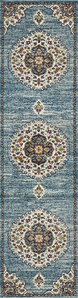 Ravella 202 Blue Polypropylene Runner Rug