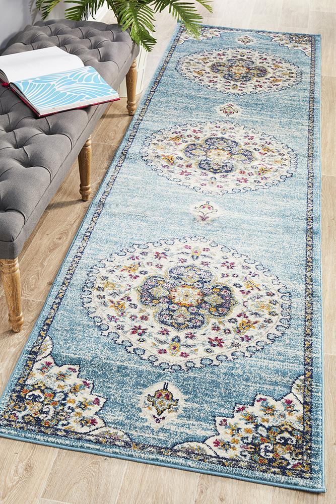 Ravella 202 Blue Polypropylene Runner Rug