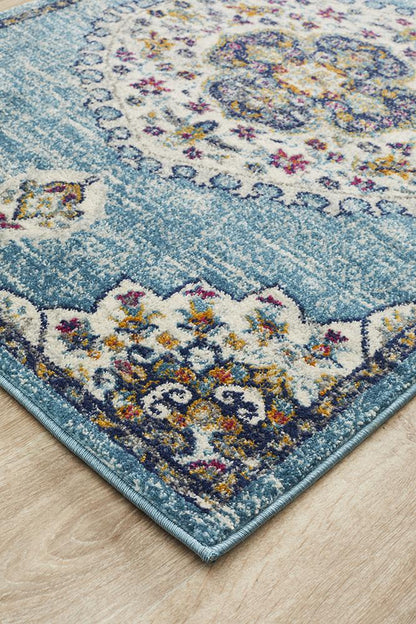 Ravella 202 Blue Polypropylene Runner Rug