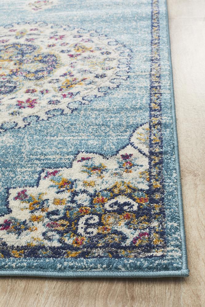 Ravella 202 Blue Polypropylene Runner Rug