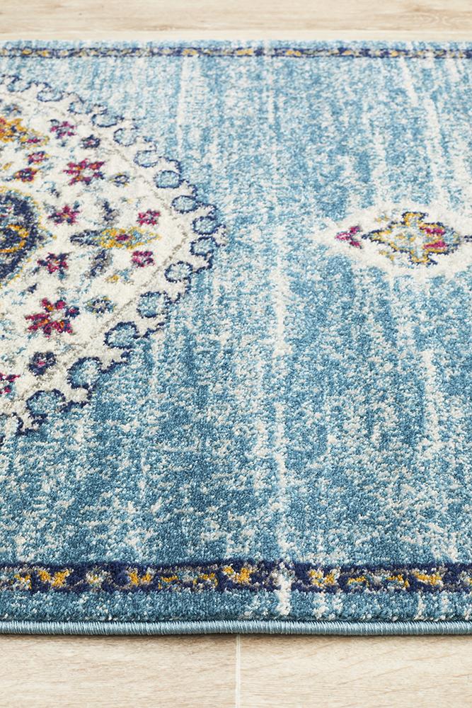 Ravella 202 Blue Polypropylene Runner Rug