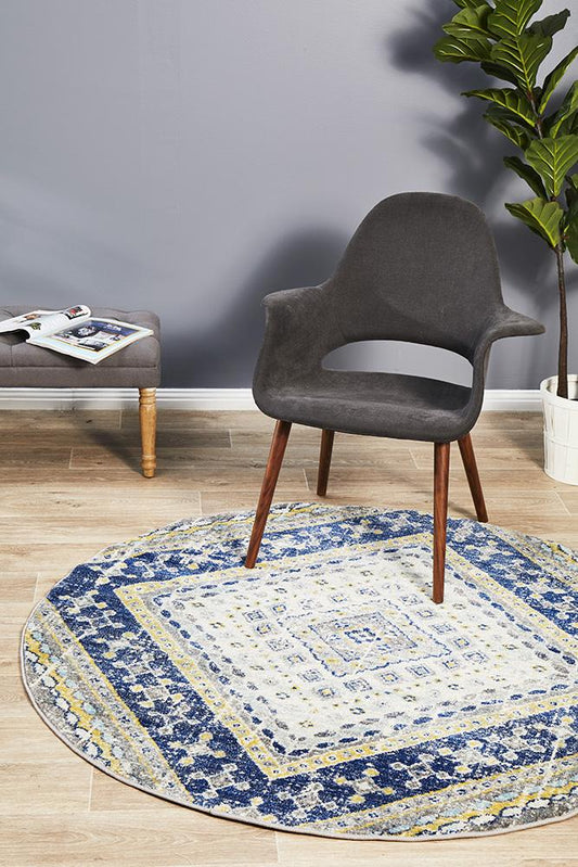 Ravella 203 Navy Polypropylene Round Rug