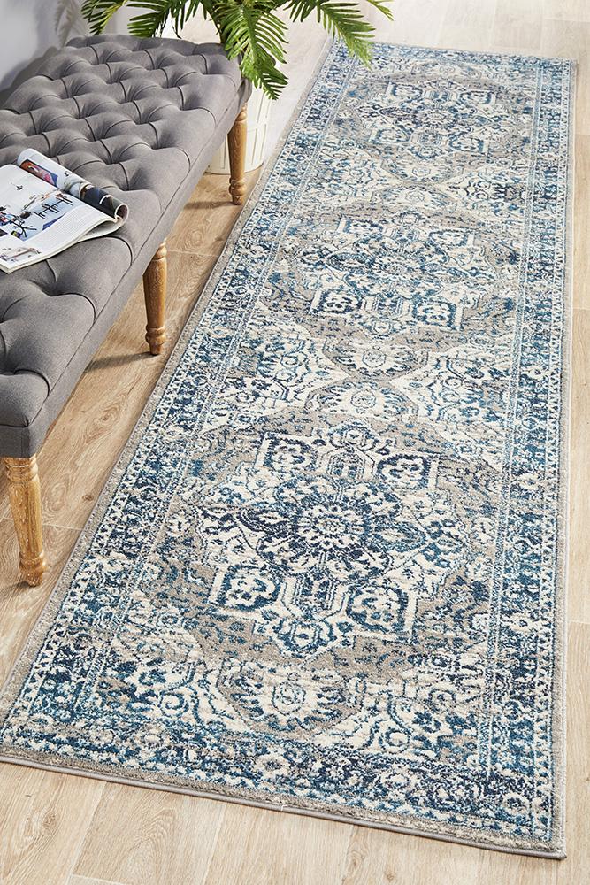 Ravella 207 Blue Polypropylene Runner Rug