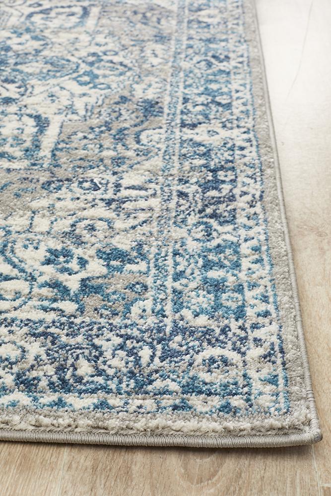 Ravella 207 Blue Polypropylene Runner Rug