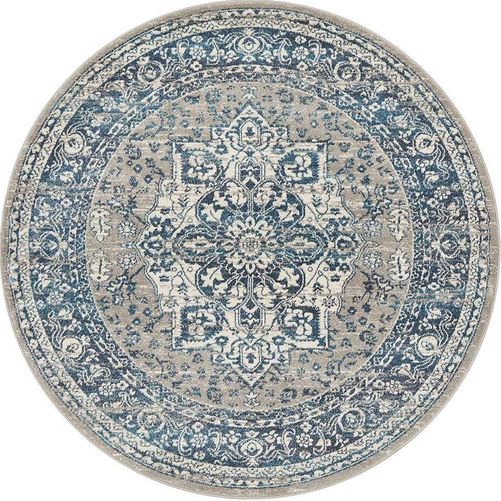 Ravella Blue Polypropylene Round Rug