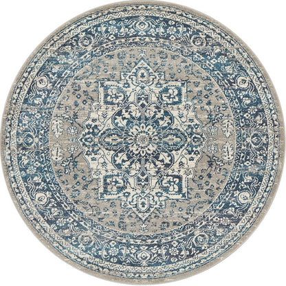 Ravella Blue Polypropylene Round Rug