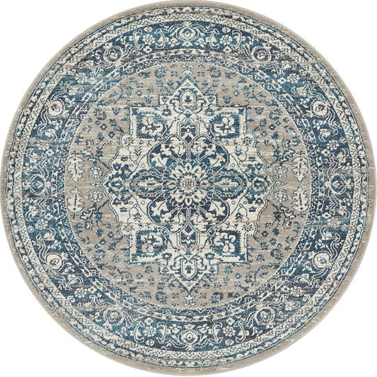 Ravella Blue Polypropylene Round Rug