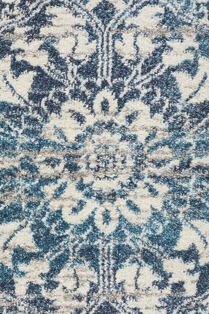 Ravella Blue Polypropylene Round Rug