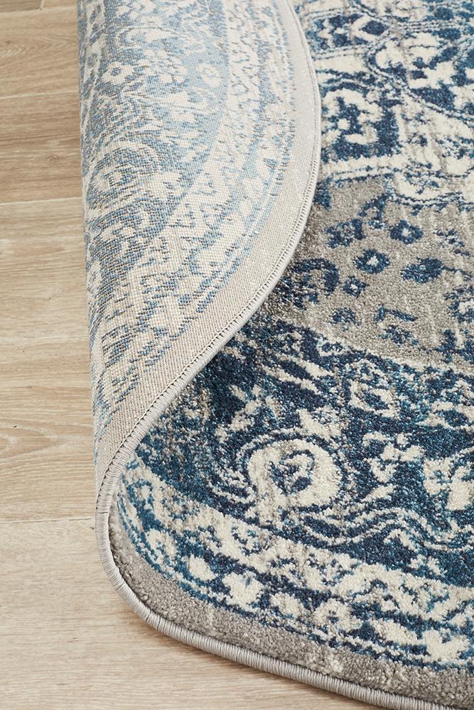 Ravella Blue Polypropylene Round Rug
