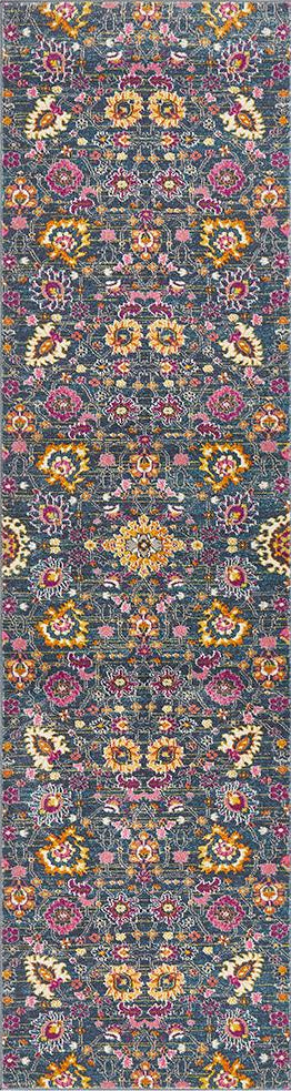 Ravella Blue Polypropylene Runner Rug