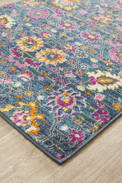 Ravella Blue Polypropylene Runner Rug