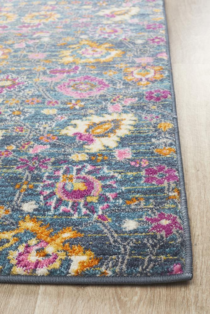 Ravella Blue Polypropylene Runner Rug