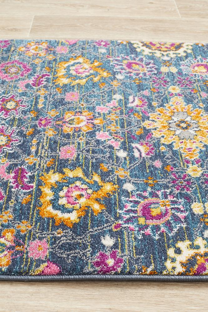 Ravella Blue Polypropylene Runner Rug