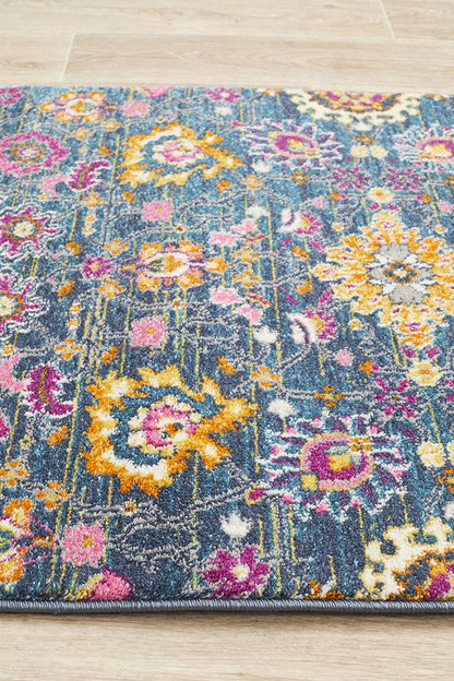 Ravella Blue Polypropylene Runner Rug