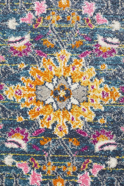 Ravella Blue Polypropylene Runner Rug