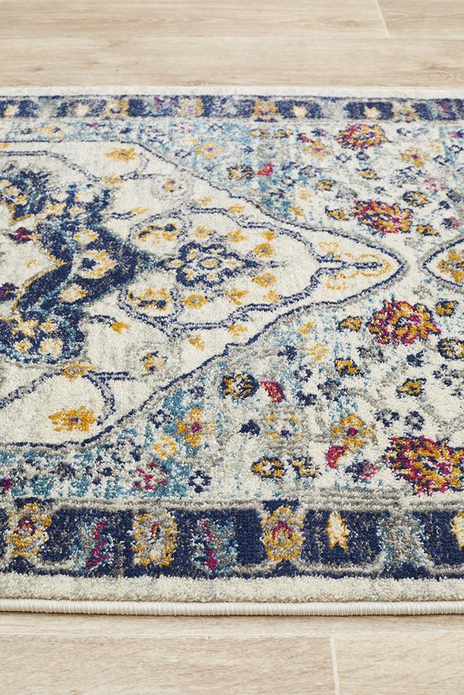 Ravella Blue and Beige Runner Rug