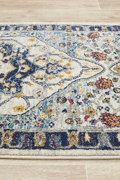 Ravella Blue and Beige Runner Rug
