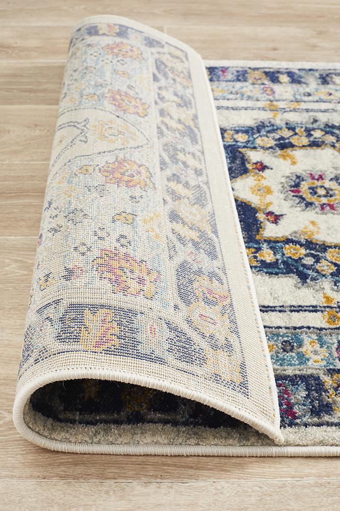 Ravella Blue and Beige Runner Rug