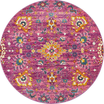 Ravella Fuchsia Purple Polypropylene Round Rug