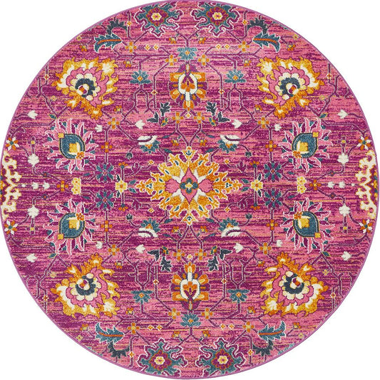 Ravella Fuchsia Purple Polypropylene Round Rug
