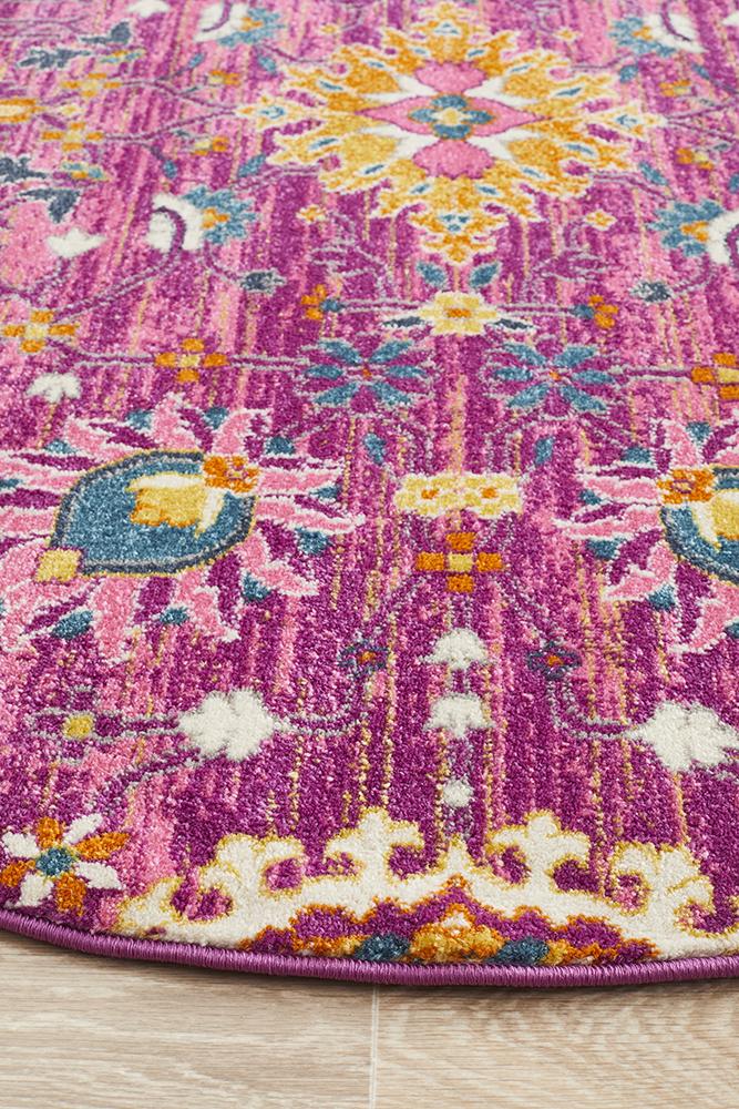 Ravella Fuchsia Purple Polypropylene Round Rug