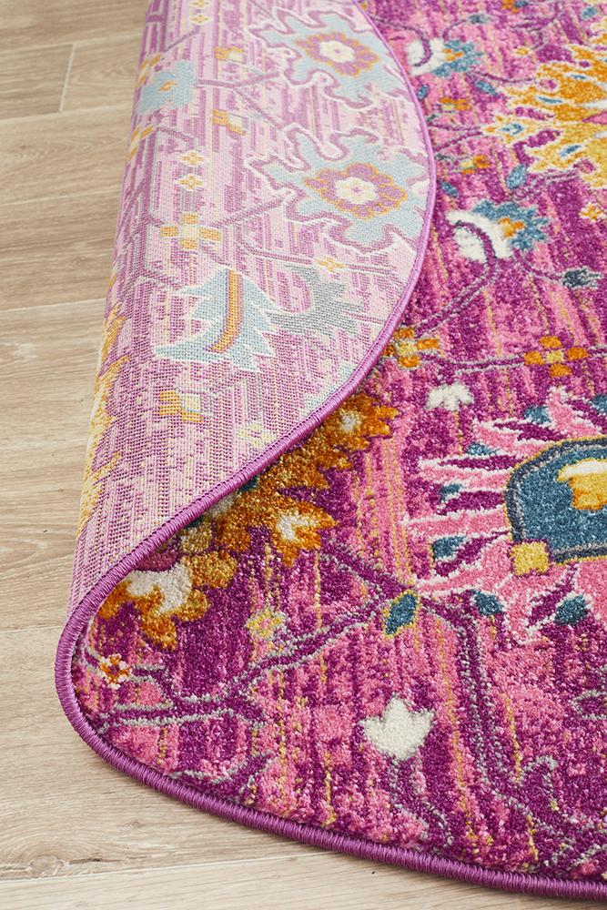 Ravella Fuchsia Purple Polypropylene Round Rug