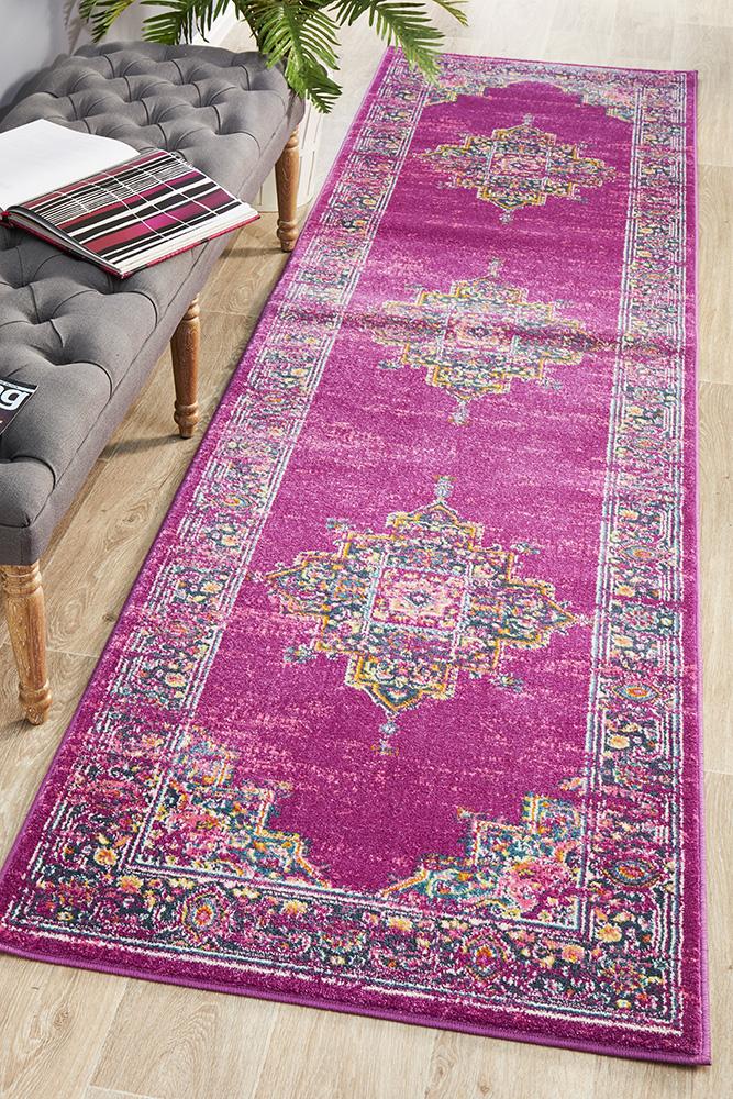 Ravella Fuchsia Purple Polypropylene Runner Rug