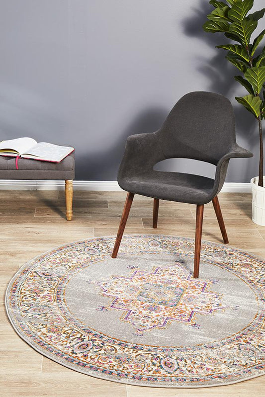 Ravella Multi Grey Round Rug