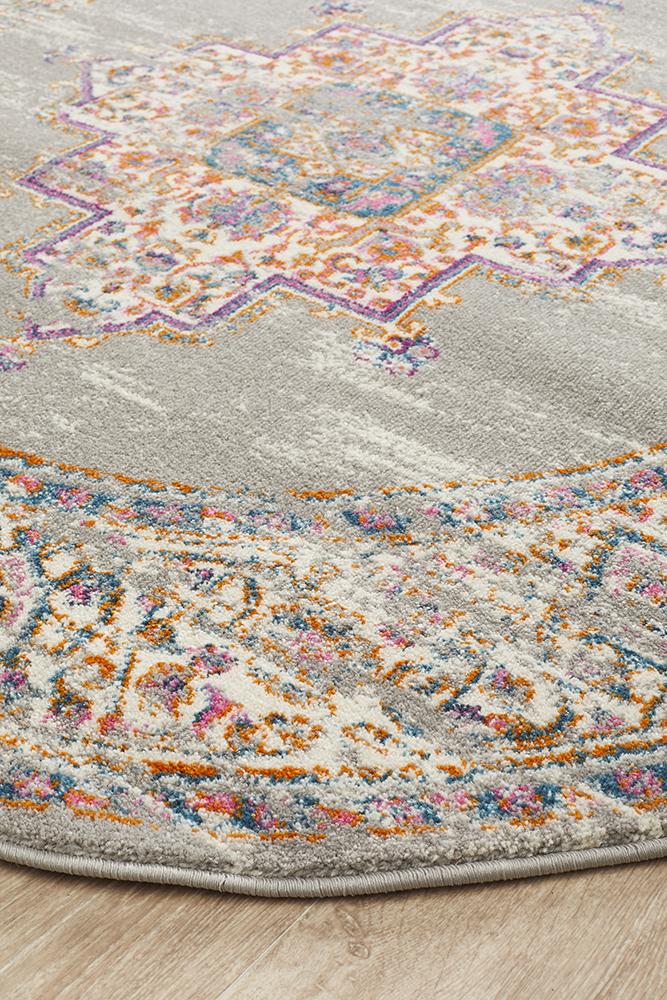 Ravella Multi Grey Round Rug