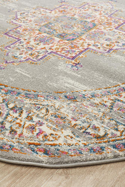 Ravella Multi Grey Round Rug