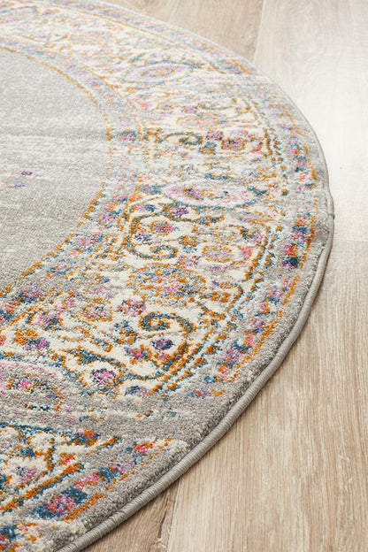 Ravella Multi Grey Round Rug