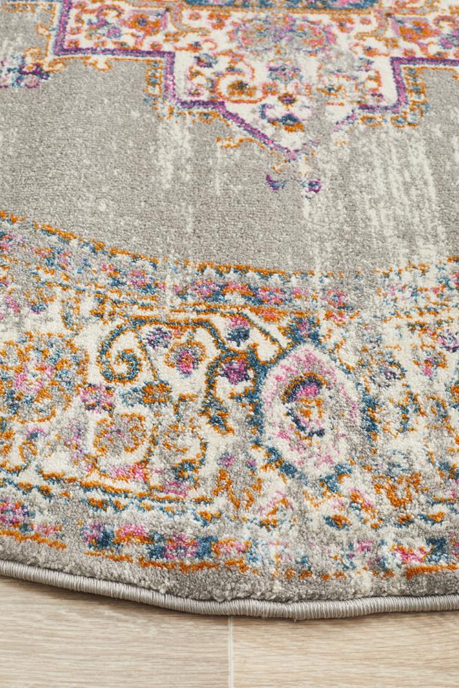 Ravella Multi Grey Round Rug