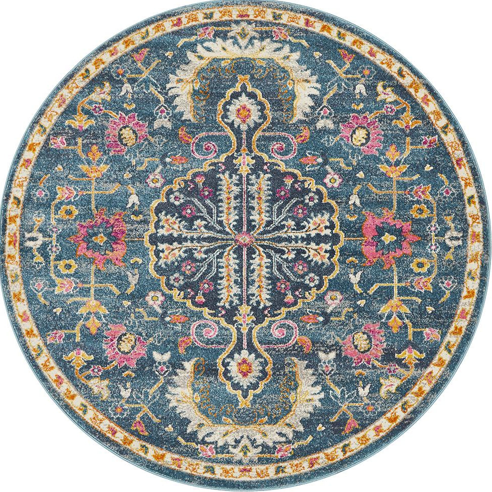 Ravella Navy Polypropylene Round Rug