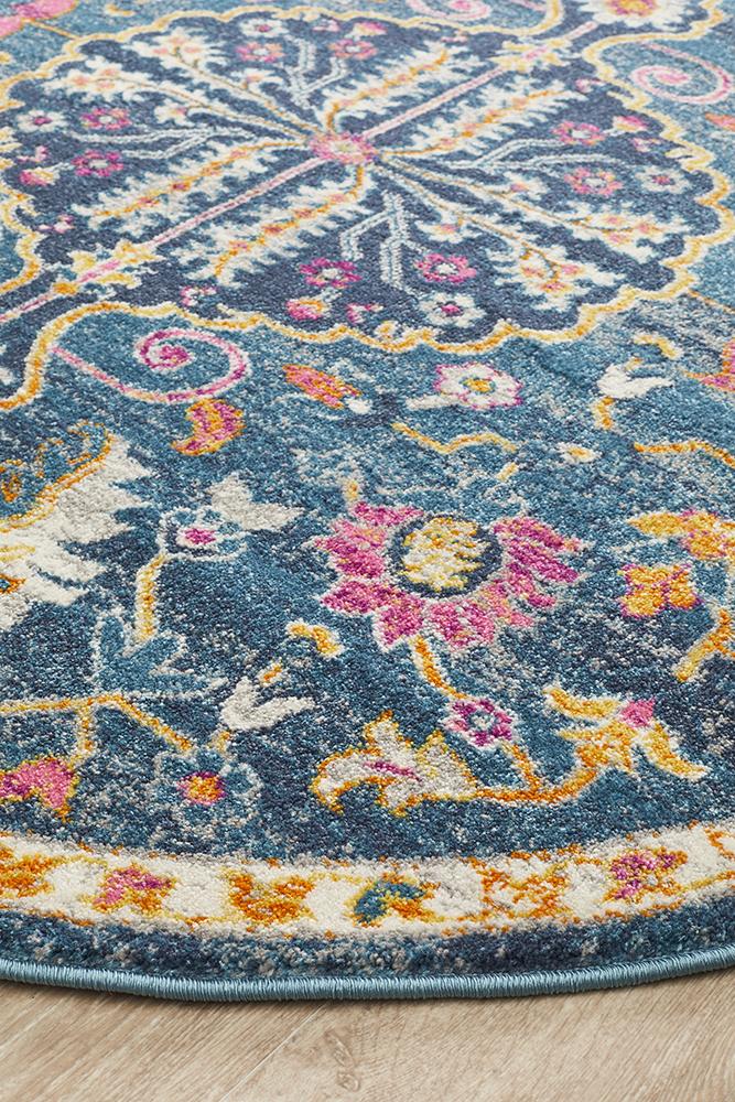 Ravella Navy Polypropylene Round Rug