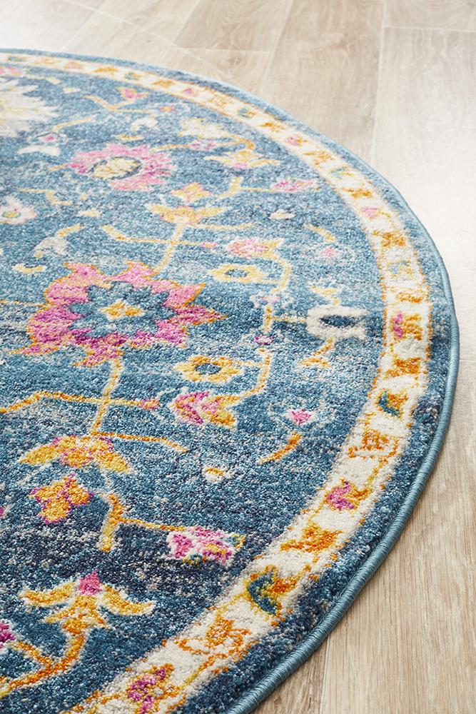 Ravella Navy Polypropylene Round Rug