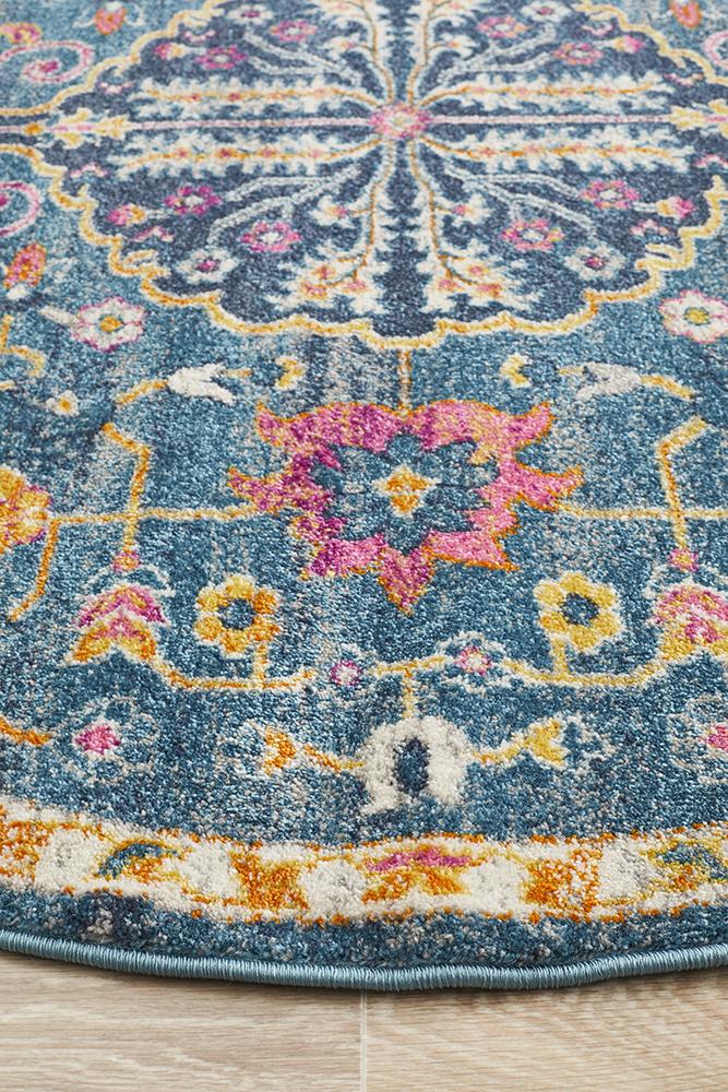 Ravella Navy Polypropylene Round Rug