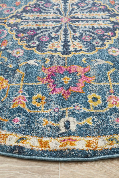 Ravella Navy Polypropylene Round Rug