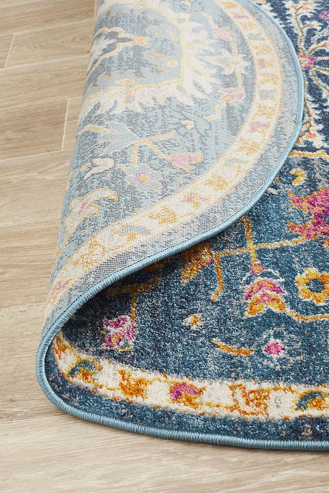 Ravella Navy Polypropylene Round Rug