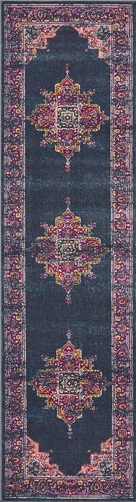 Ravella Navy Polypropylene Runner Rug
